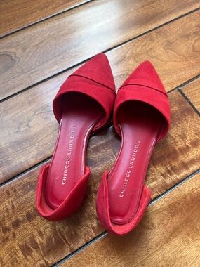 Chinese Laundry Red Suede Pointed D'Orsay Flats